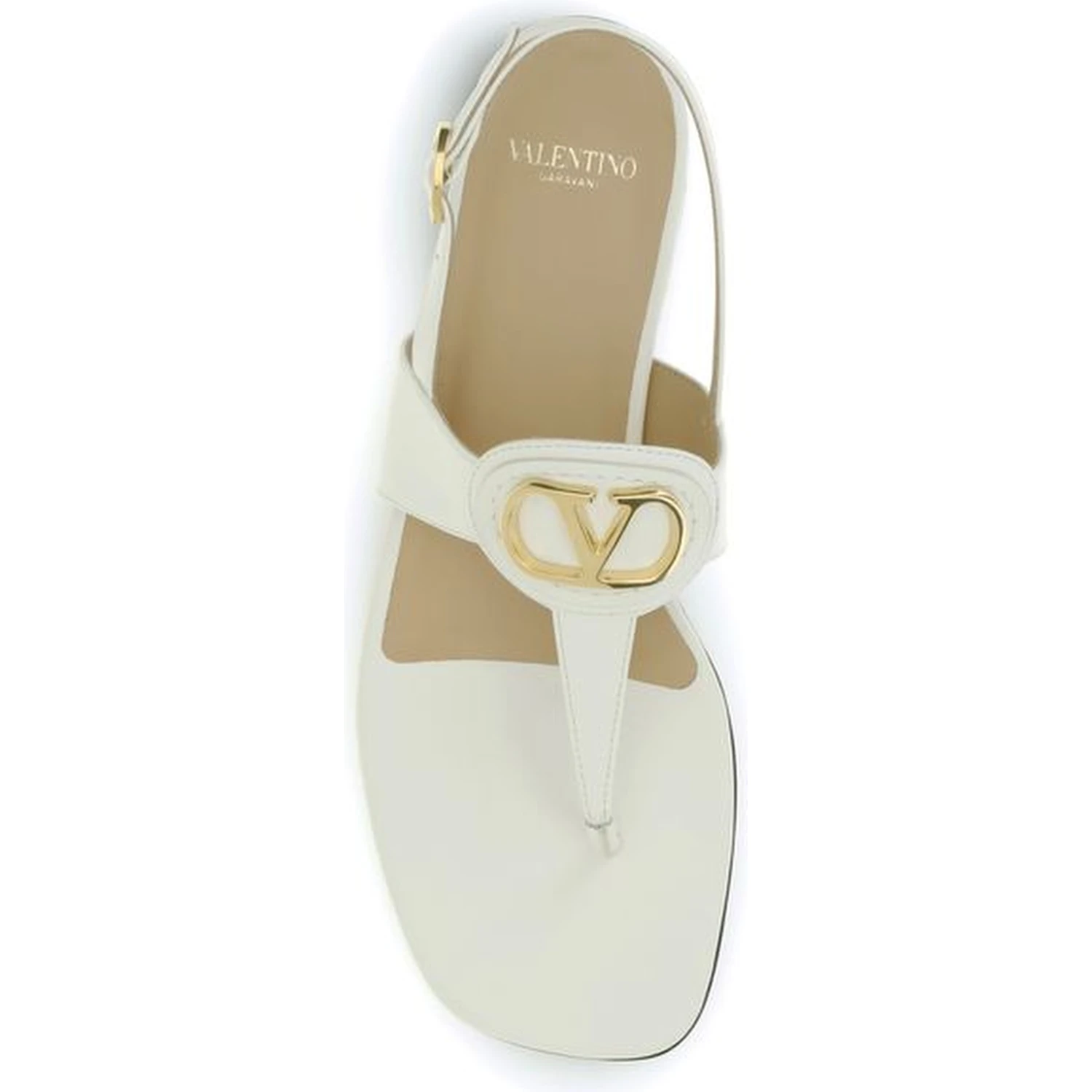 Cream Calf Leather Bos Taurus Flat Sandals