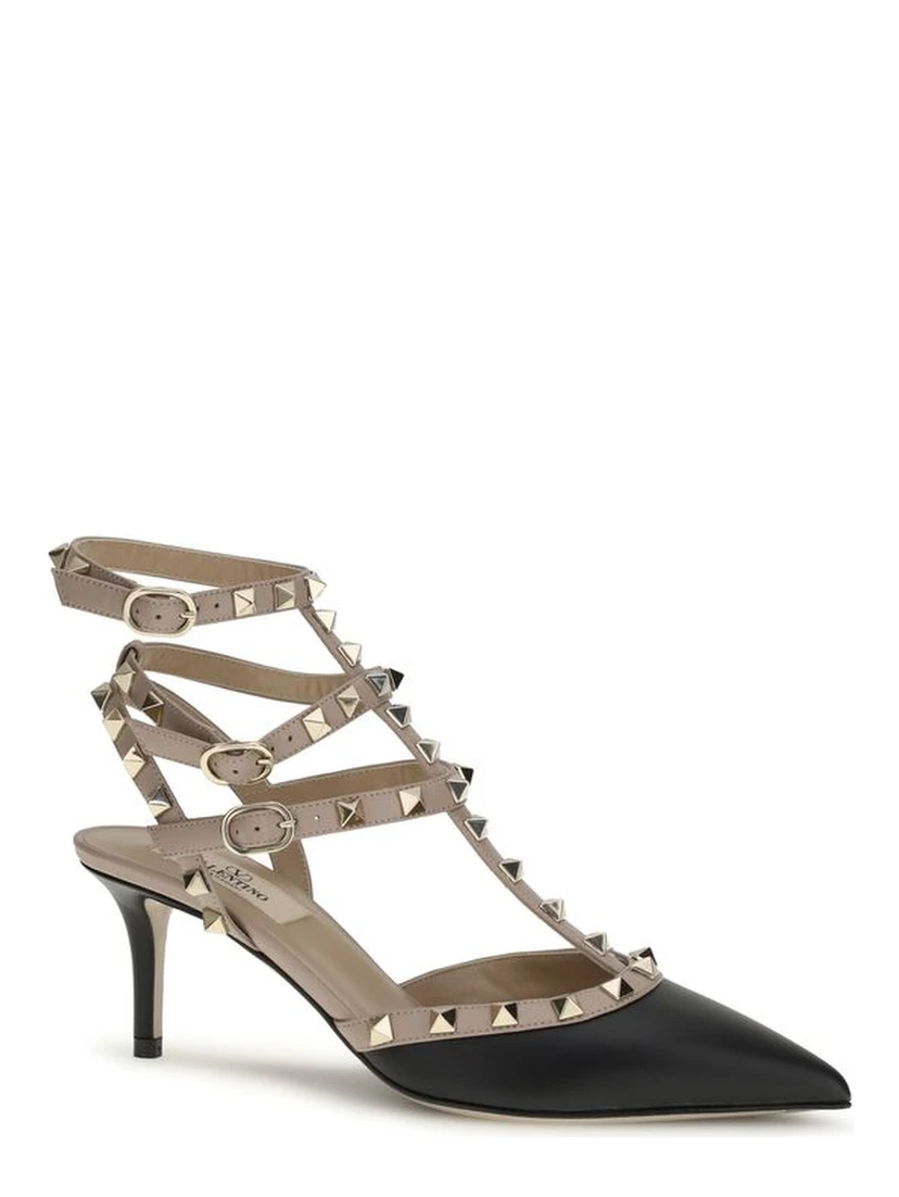 Black Calf Leather Bos Taurus Mid Heel Pumps