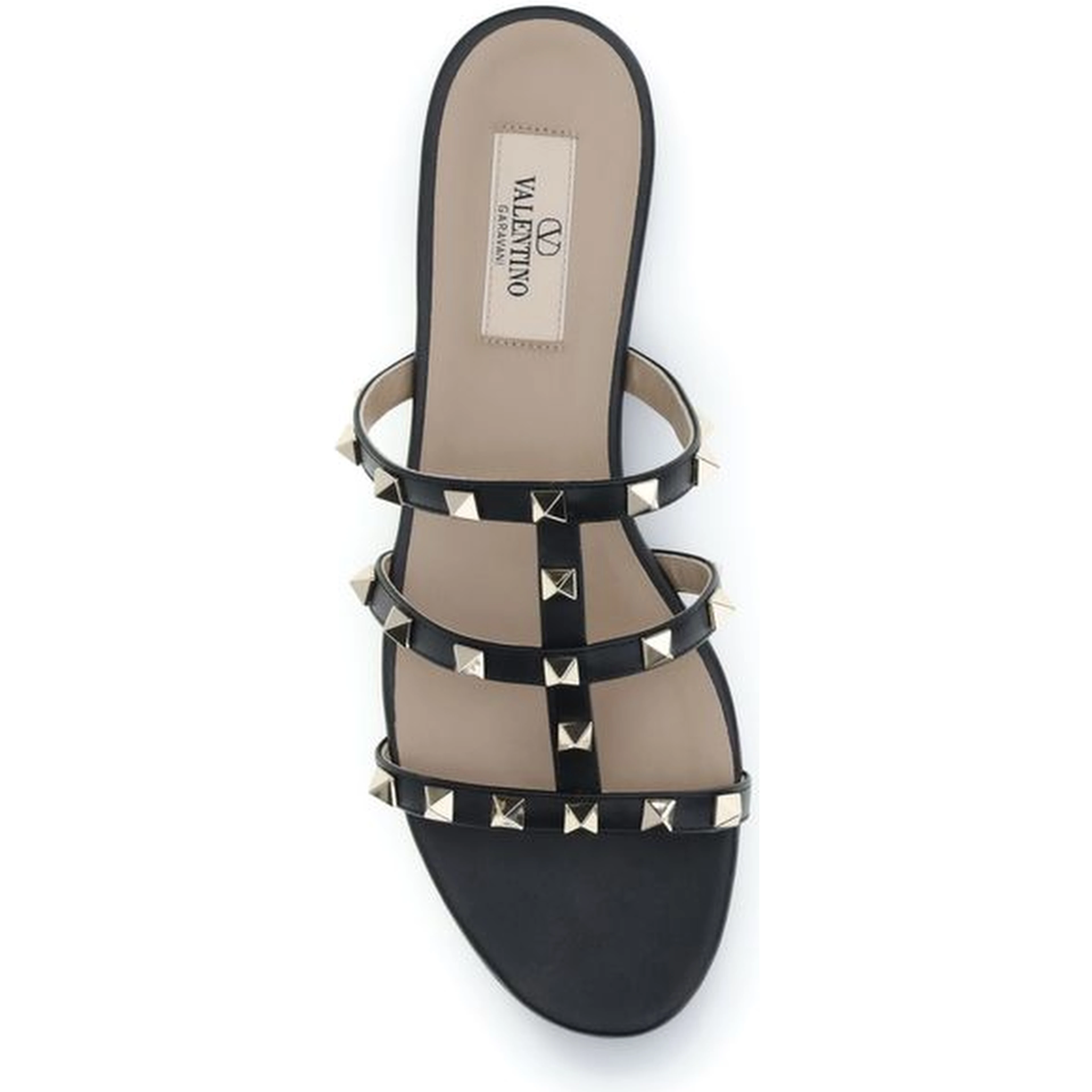 Black Calf Leather Bos Taurus Flat Sandals