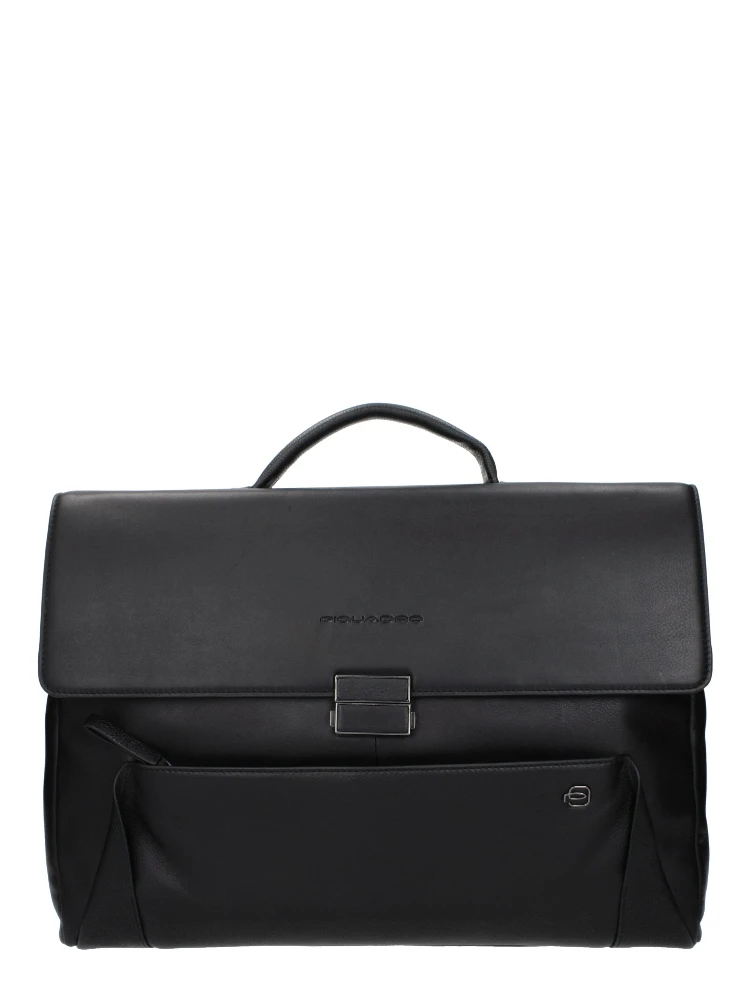 Black Leather Business And Laptop Bag