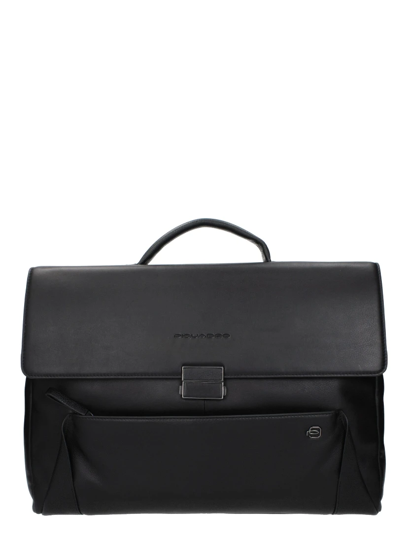 Black Leather Business And Laptop Bag