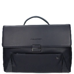 Blue Leather Business And Laptop Bag
