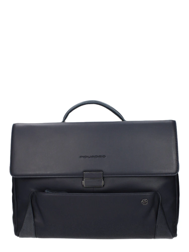 Blue Leather Business And Laptop Bag