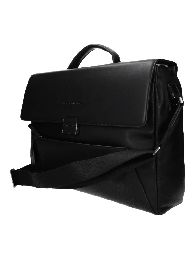 Black Leather Business And Laptop Bag