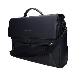 Blue Leather Business And Laptop Bag