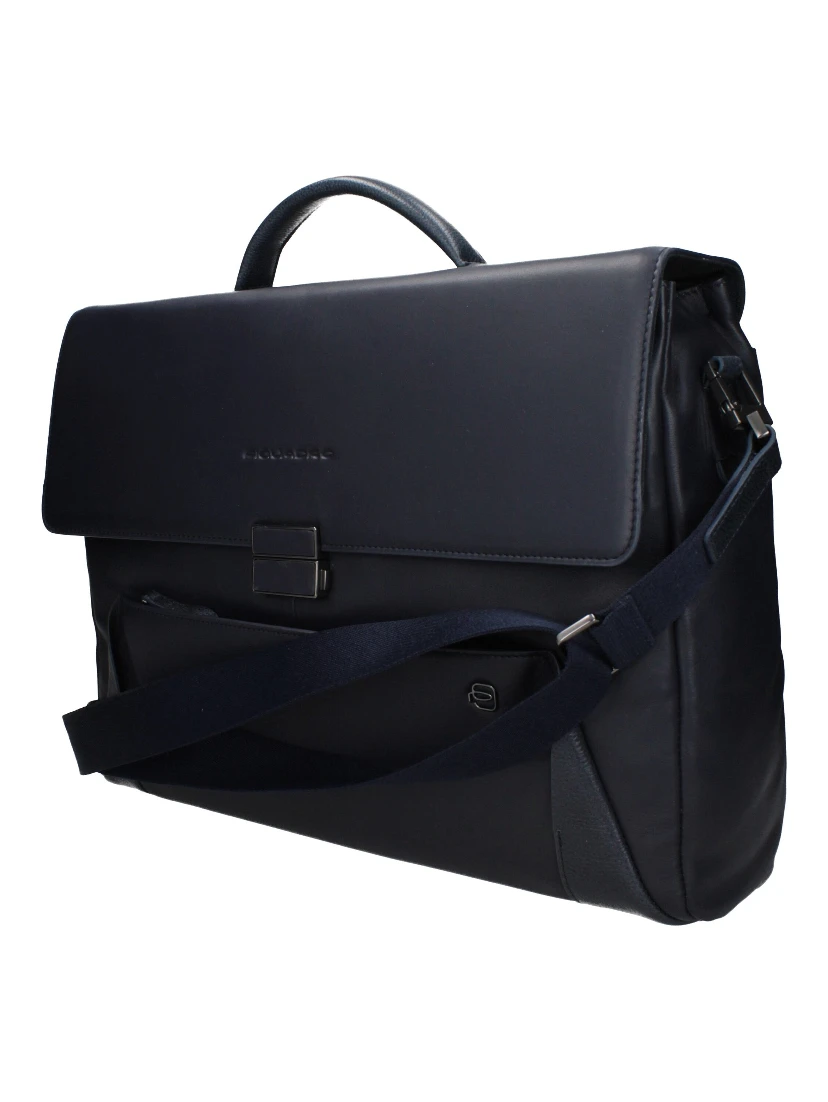 Blue Leather Business And Laptop Bag