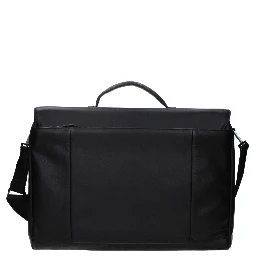 Black Leather Business And Laptop Bag