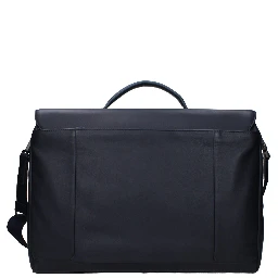 Blue Leather Business And Laptop Bag