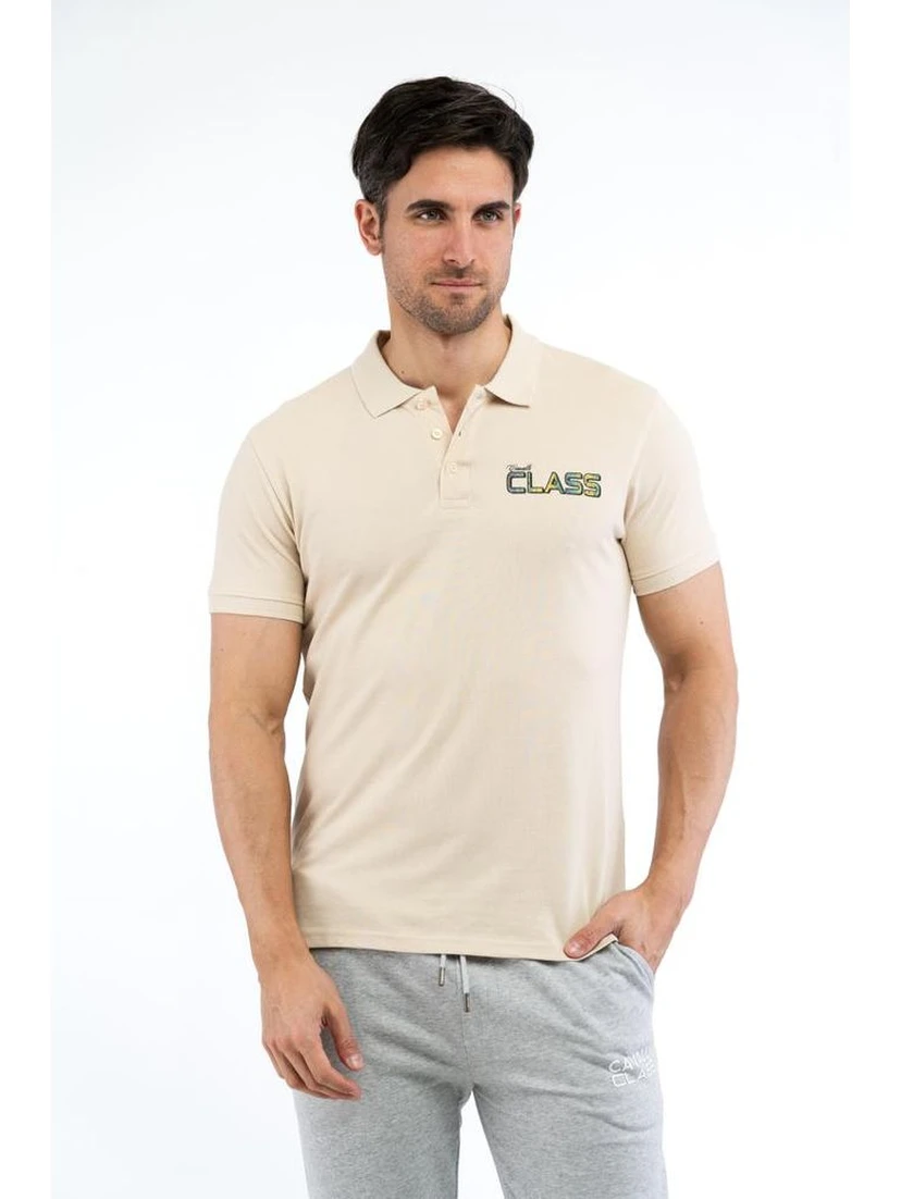Beige Cotton Polo Shirt
