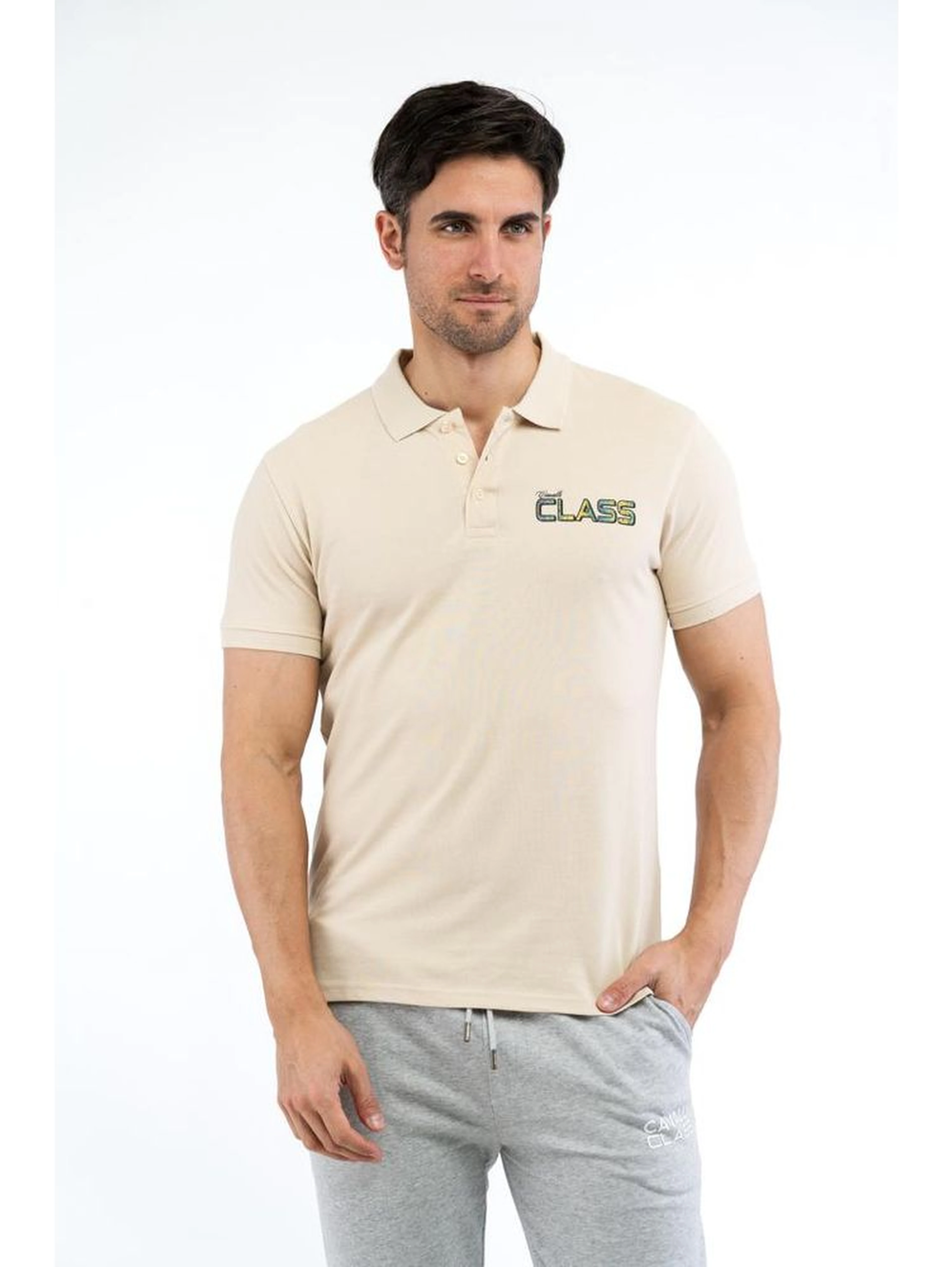 Beige Cotton Polo Shirt
