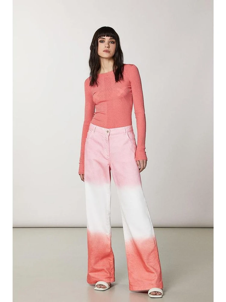 Pink Viscose Casual Pants