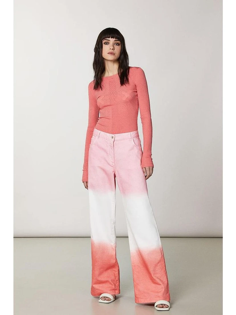 Pink Viscose Casual Pants