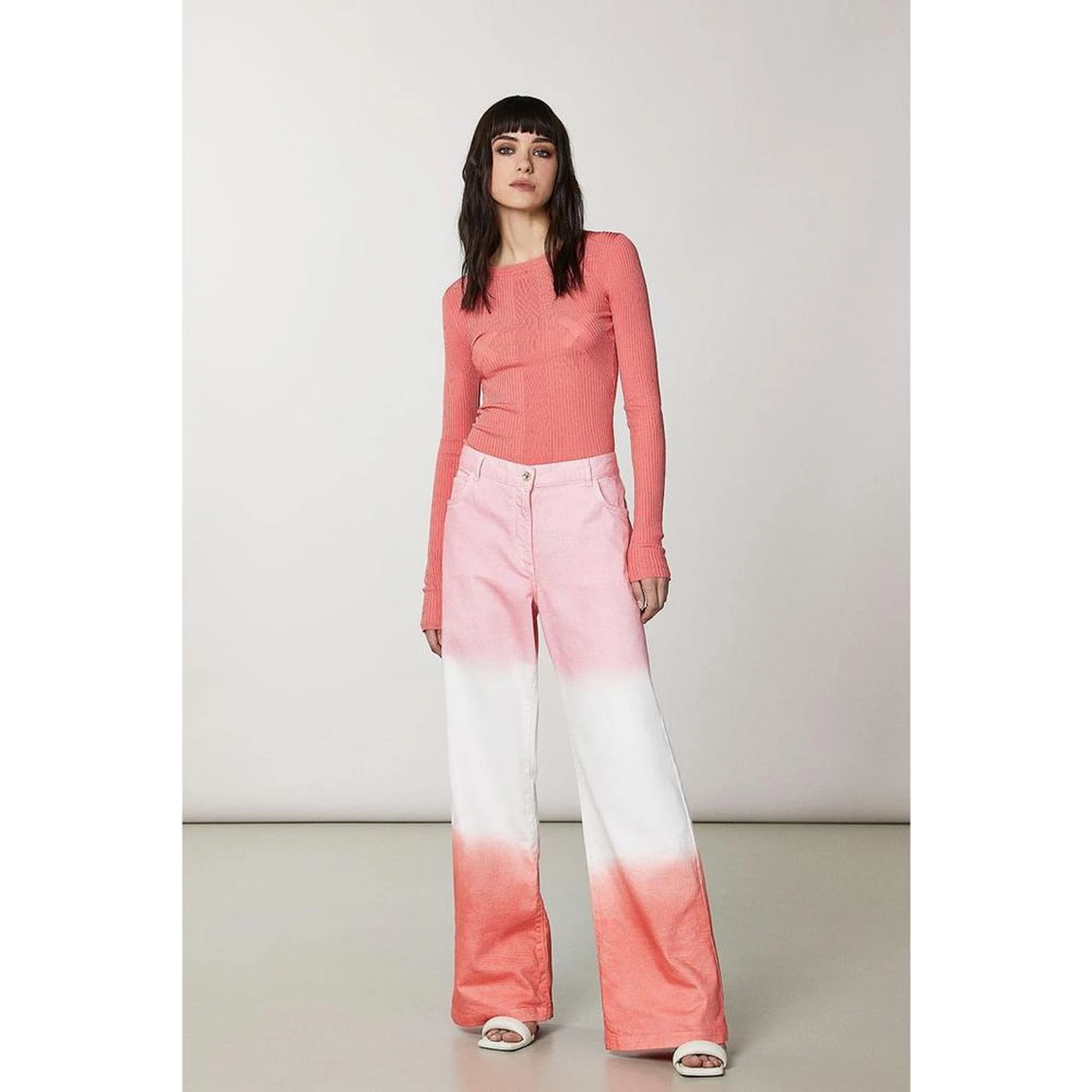 Pink Viscose Casual Pants