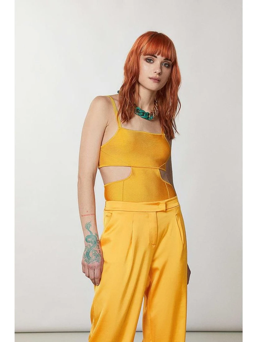 Orange Viscose Tank Tops