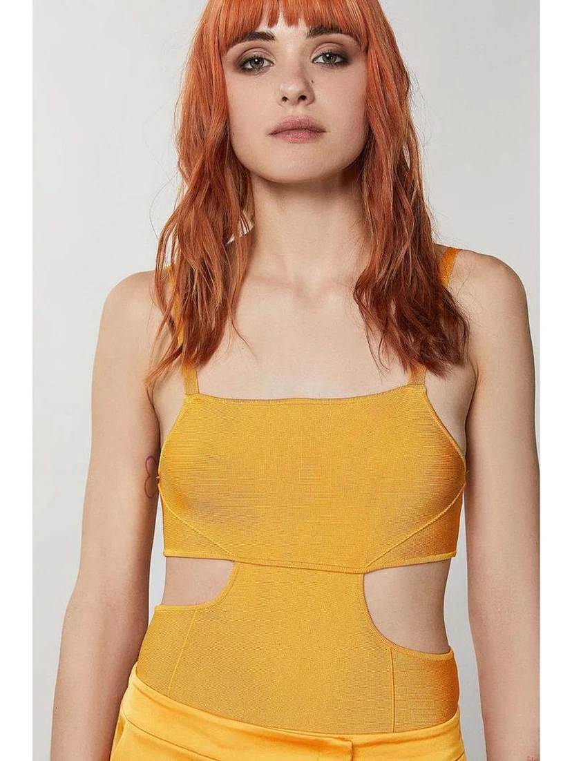 Orange Viscose Tank Tops