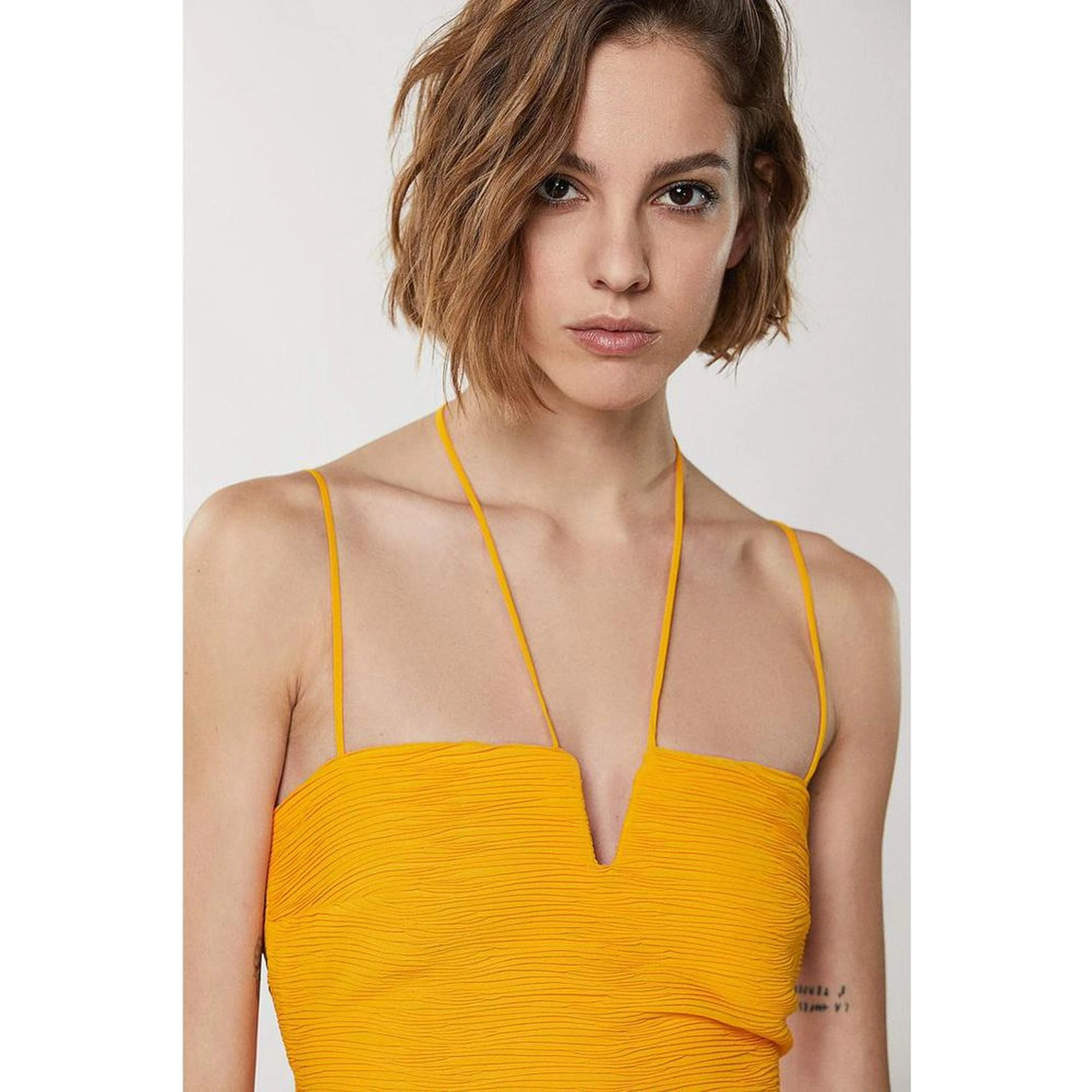 Orange Polyester Casual Dress