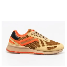 Beige Leather Athletic Sneakers