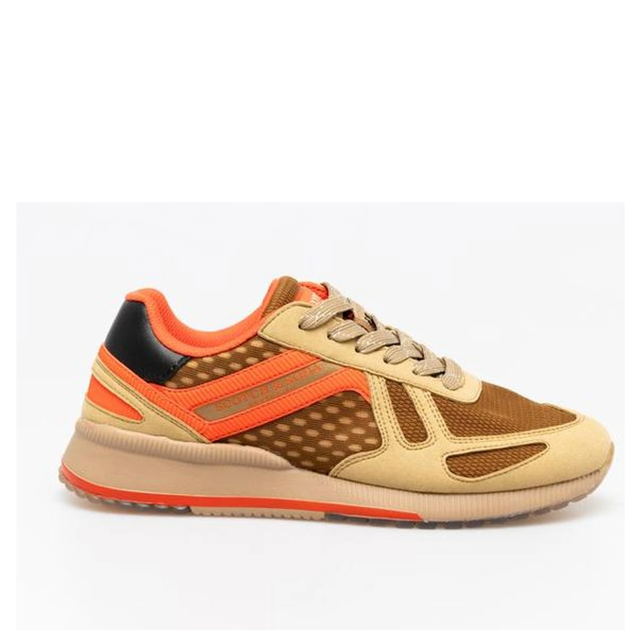 Beige Leather Athletic Sneakers