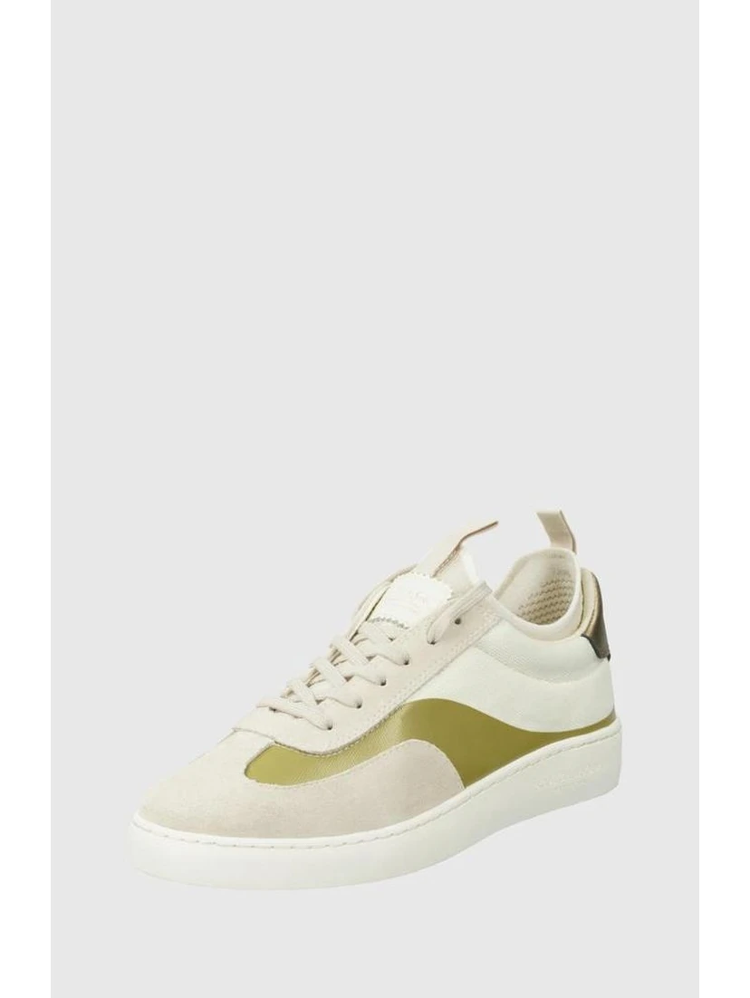 Beige Leather Low Top Sneakers