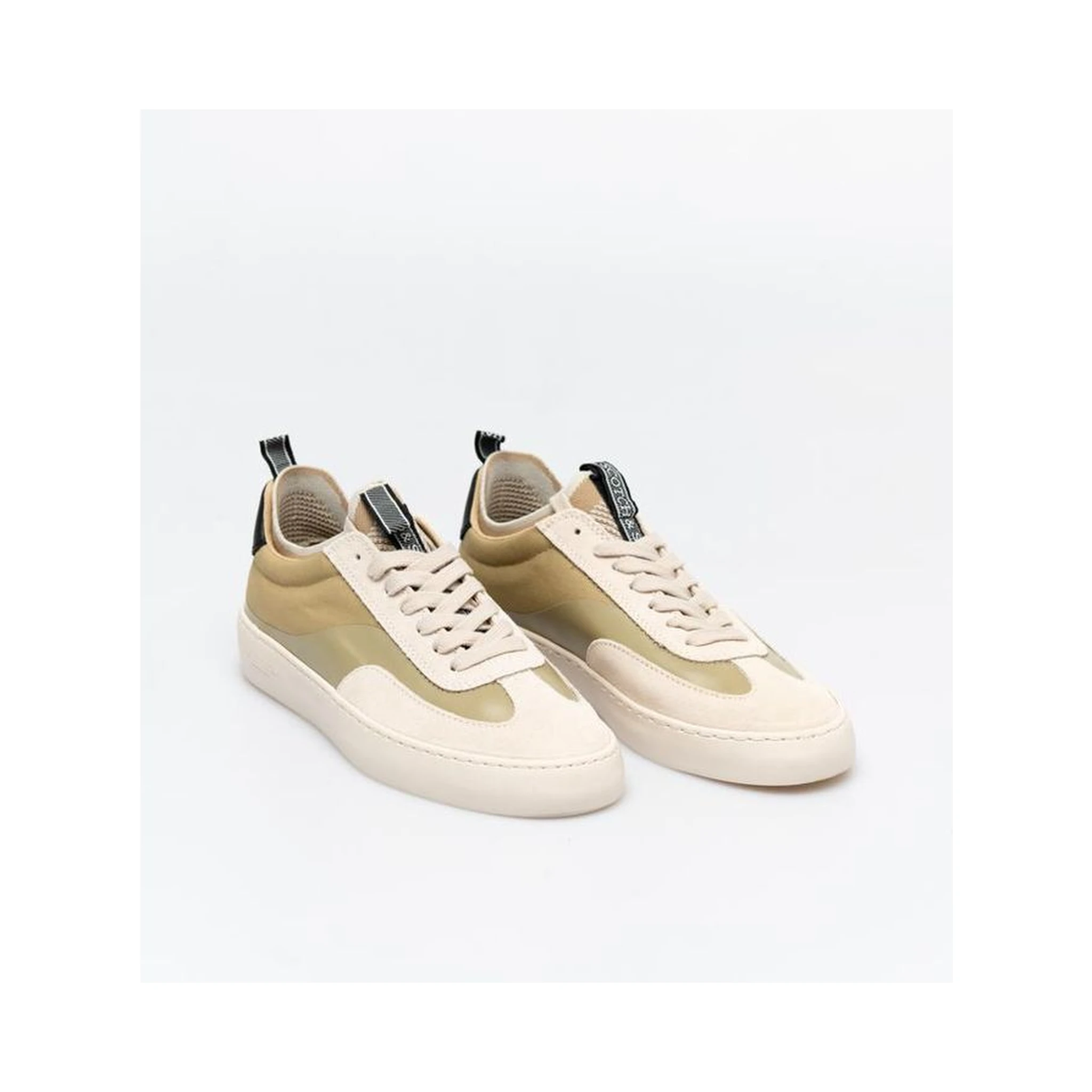 Beige Leather Low Top Sneakers