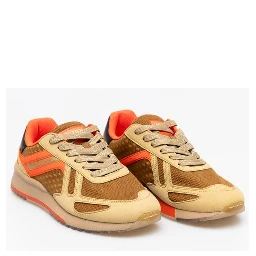 Beige Leather Athletic Sneakers