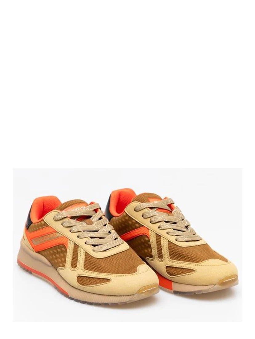 Beige Leather Athletic Sneakers
