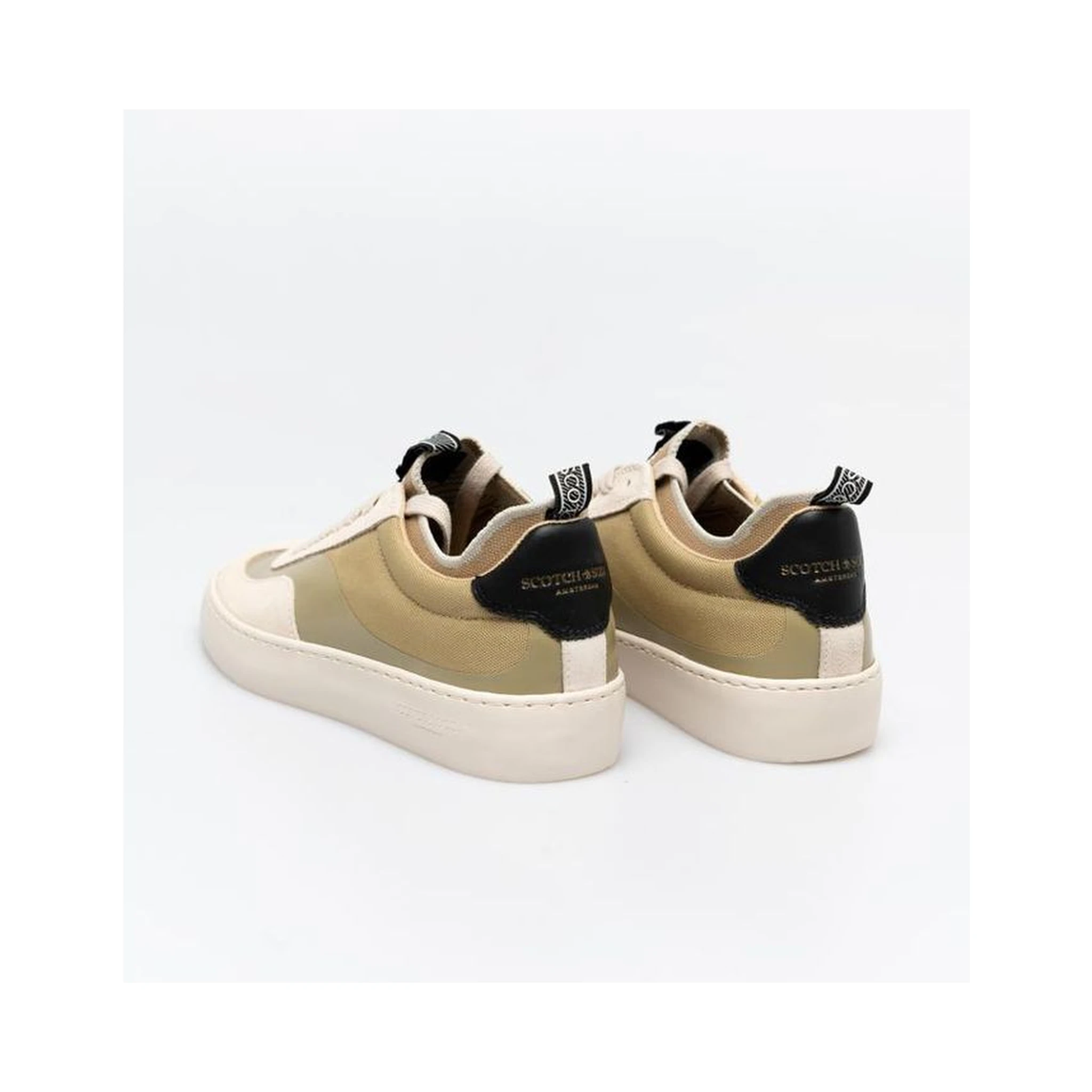 Beige Leather Low Top Sneakers