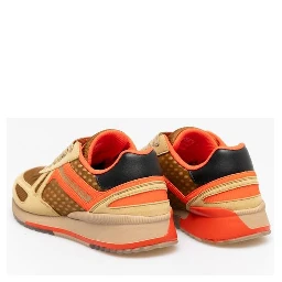 Beige Leather Athletic Sneakers