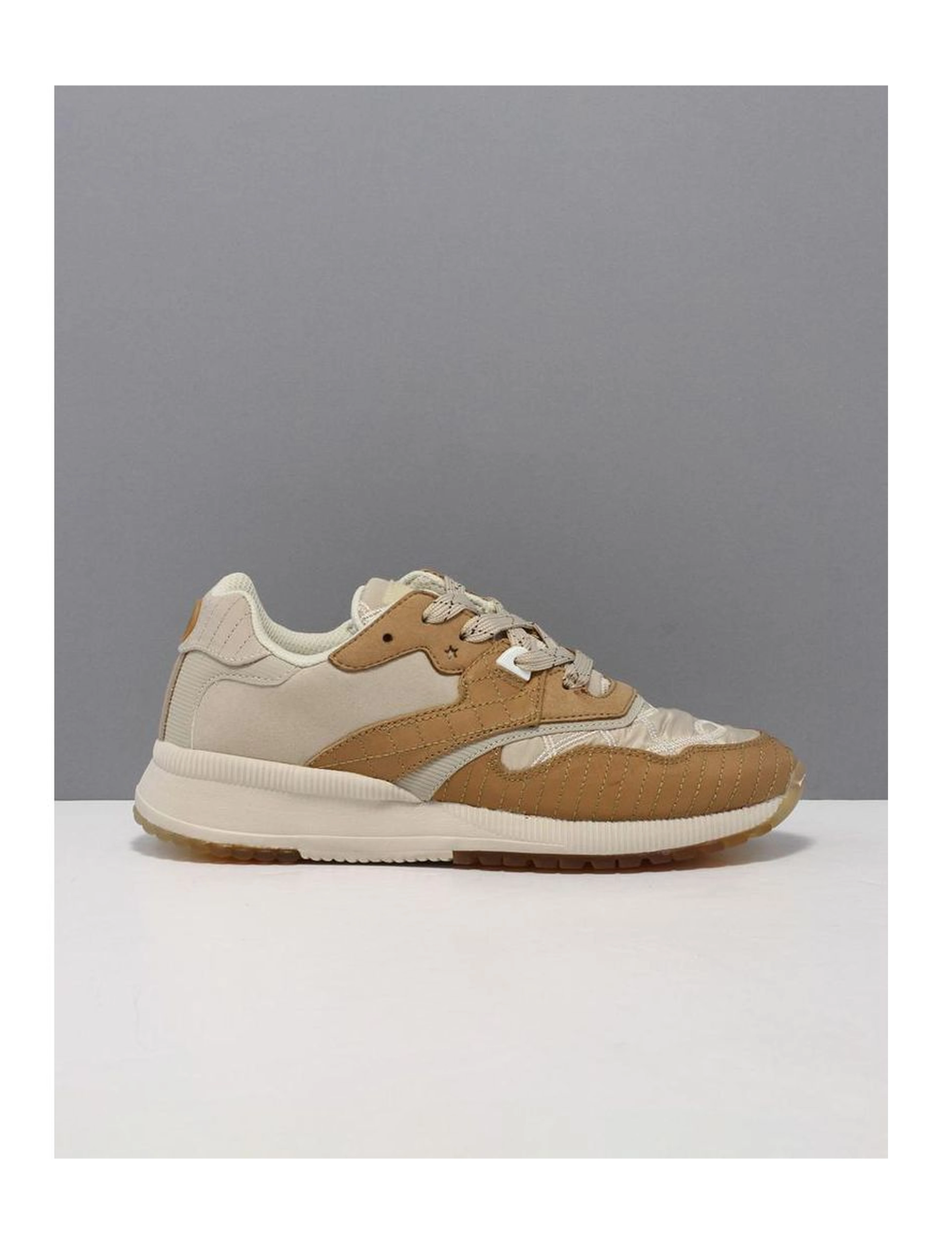 Beige Nylon Low Top Sneakers