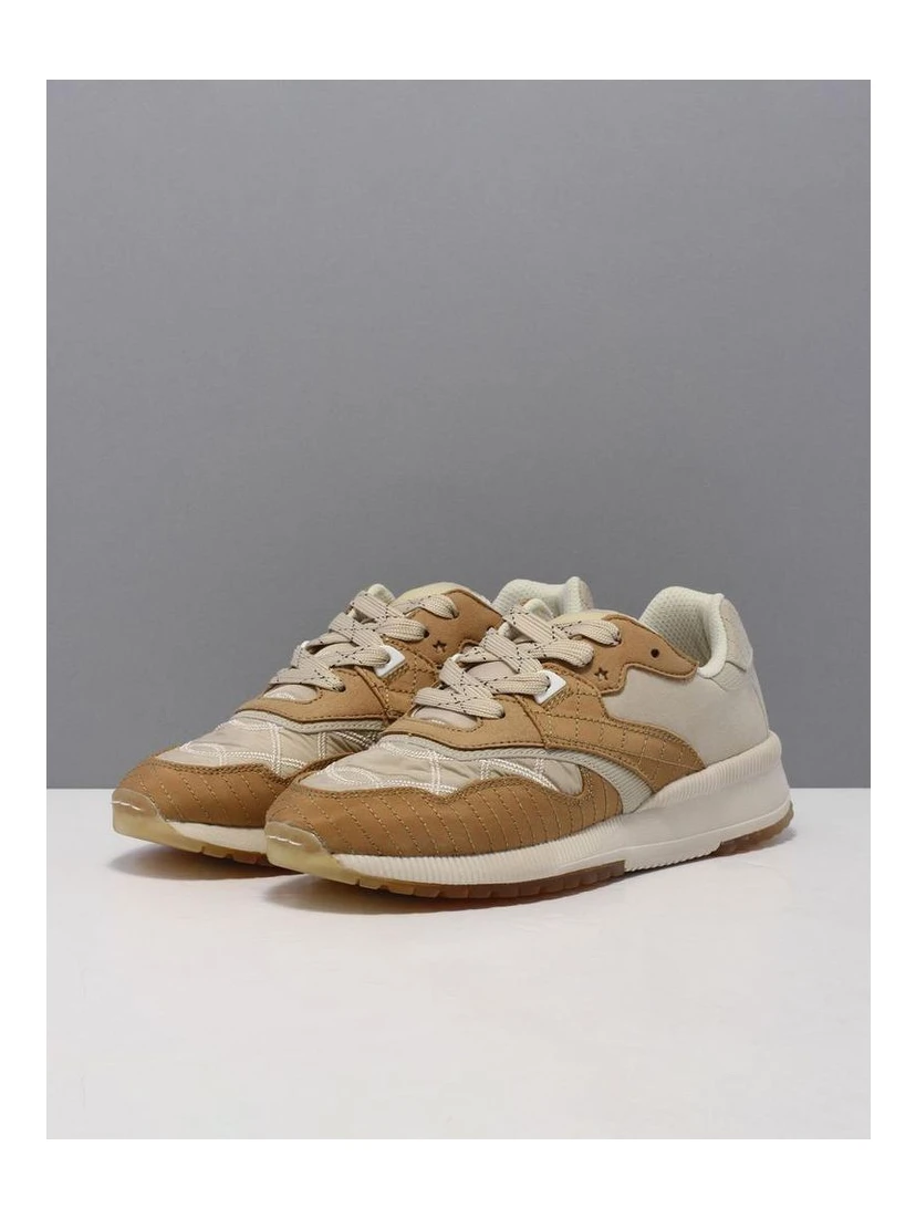 Beige Nylon Low Top Sneakers