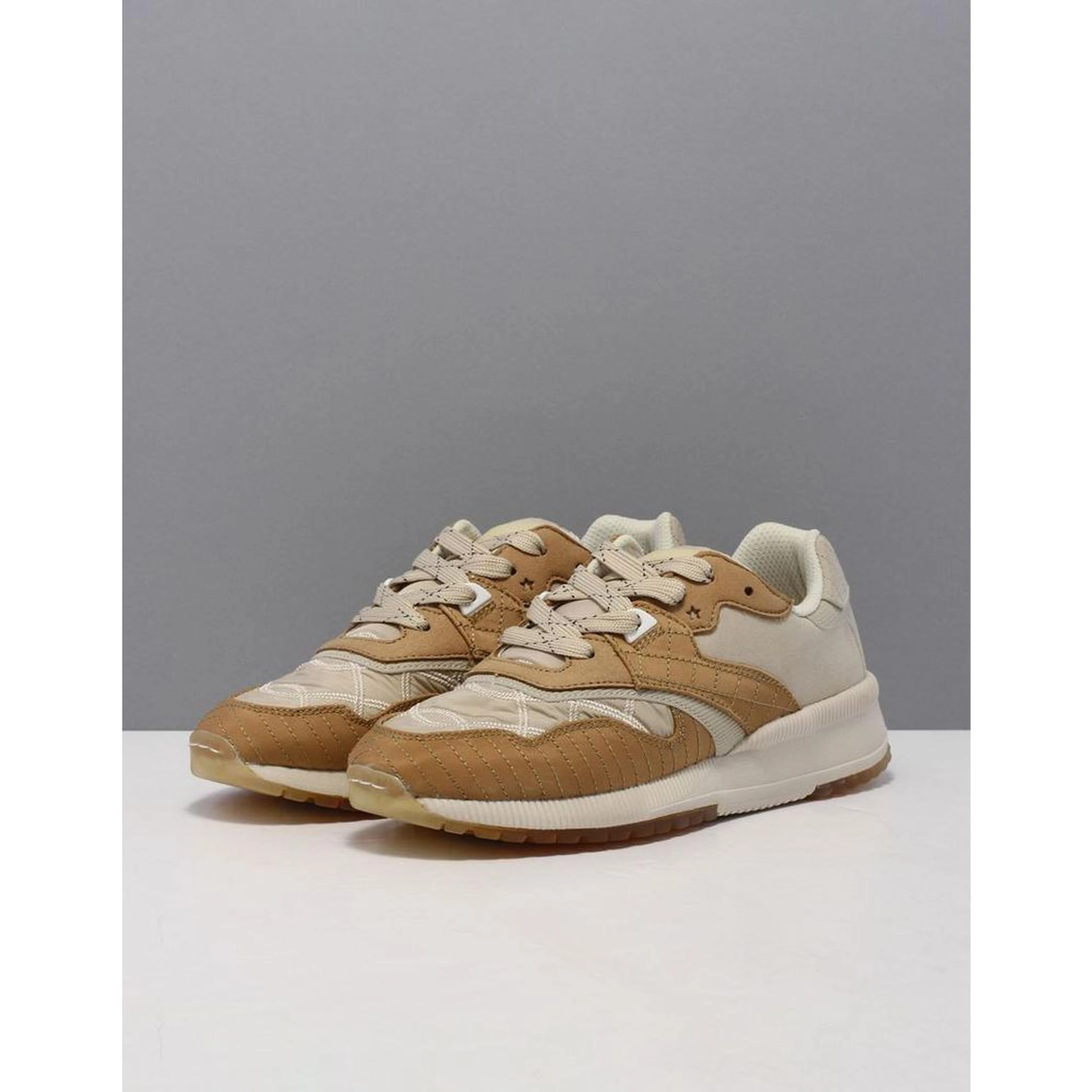 Beige Nylon Low Top Sneakers