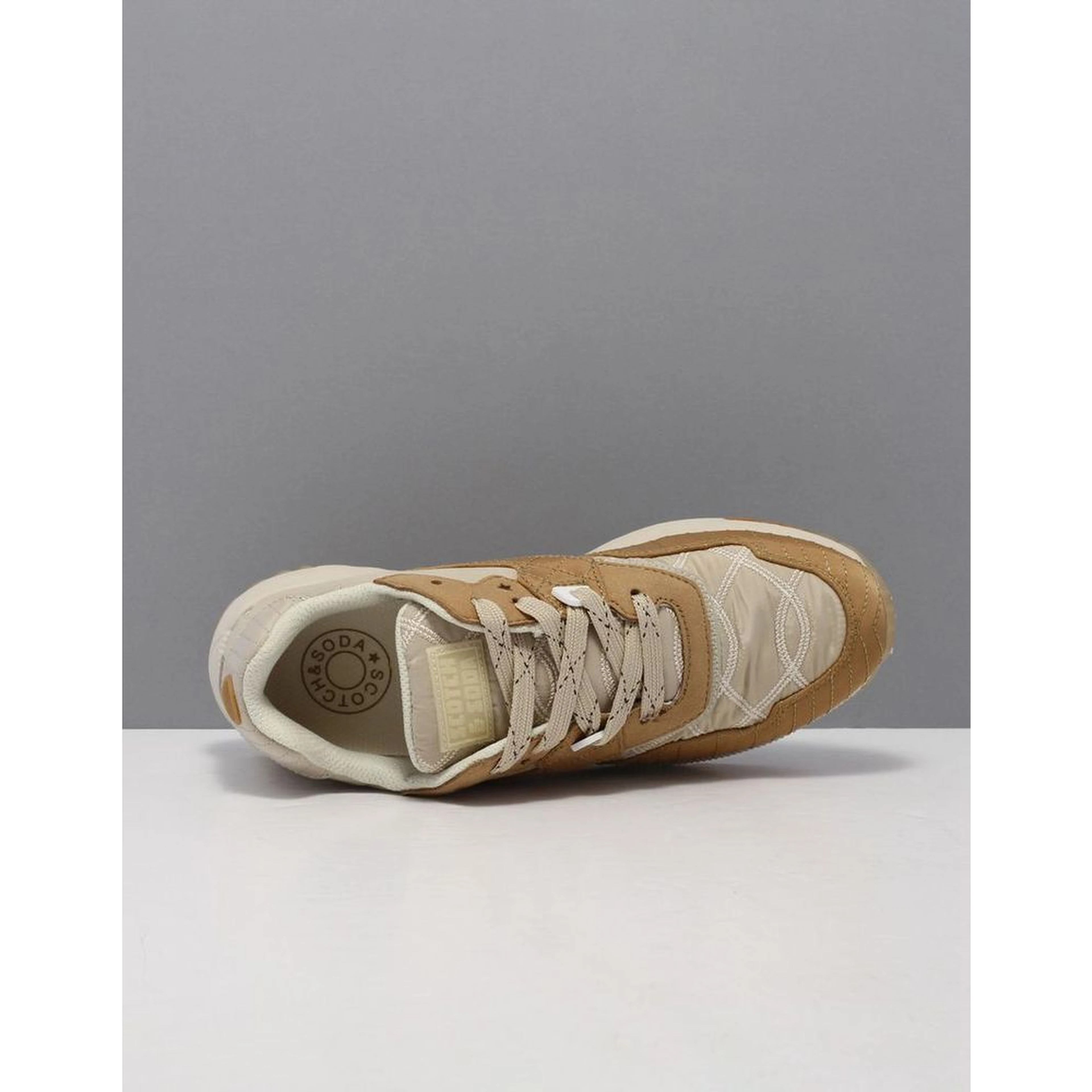 Beige Nylon Low Top Sneakers