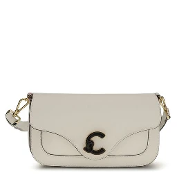 حقيبة كتف بوس توروس من جلد العجل الأبيض