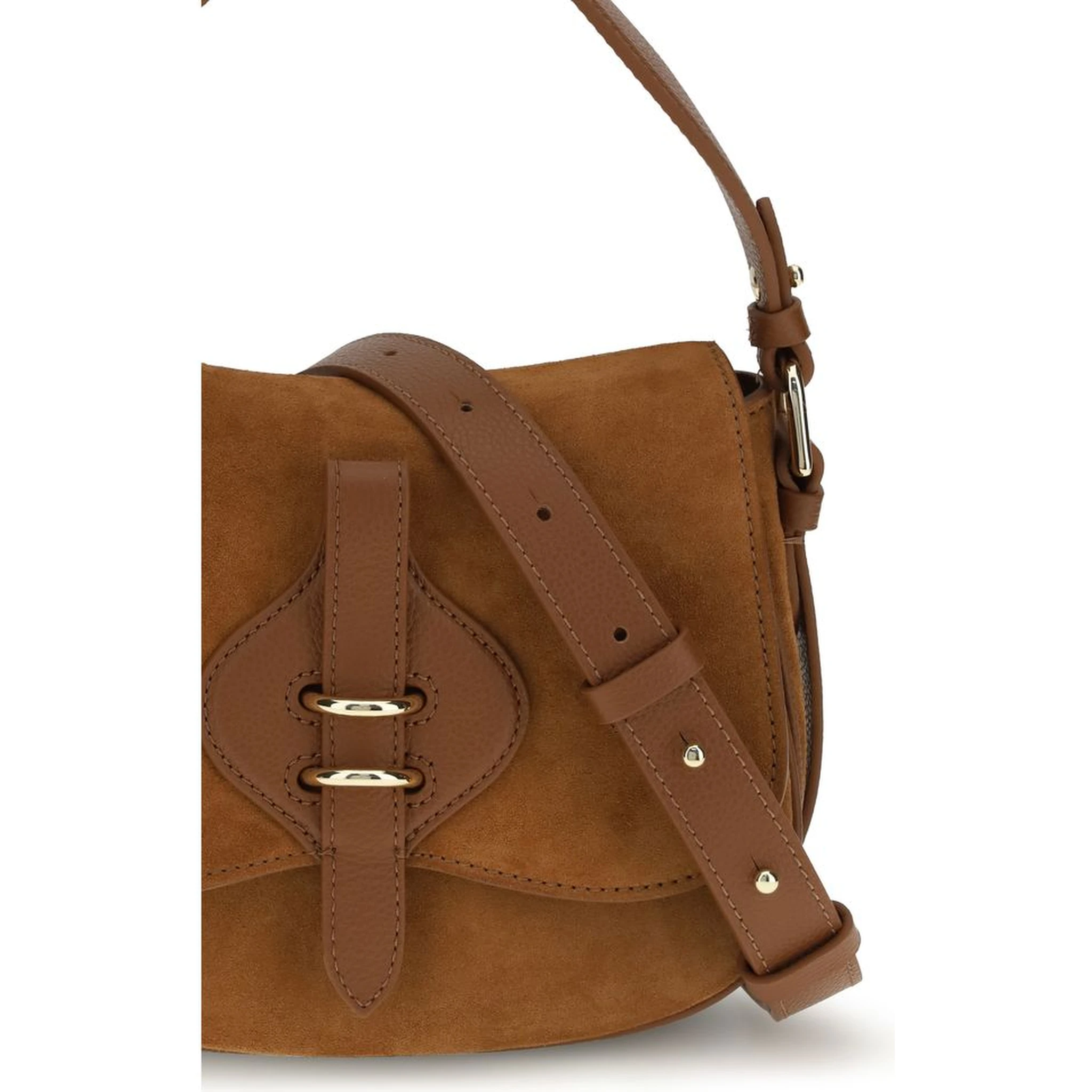 حقيبة كتف بوس توروس من جلد العجل البني