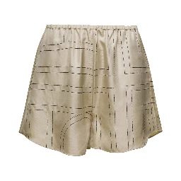 Beige Shorts with Geometric Logo Print in Silk Woman