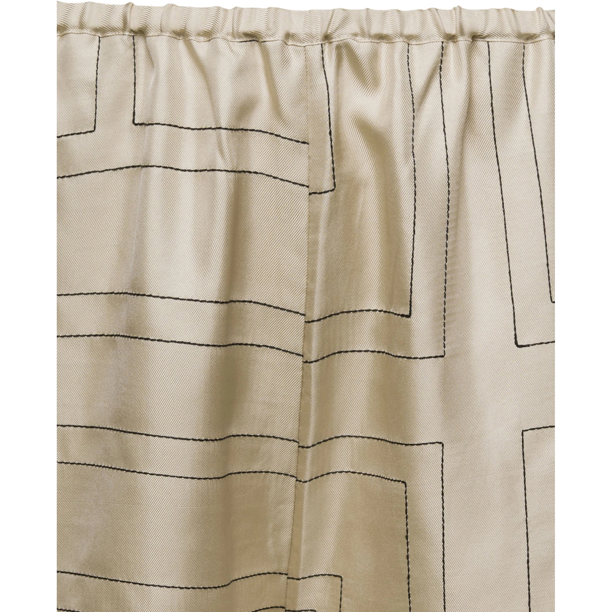 Beige Shorts with Geometric Logo Print in Silk Woman