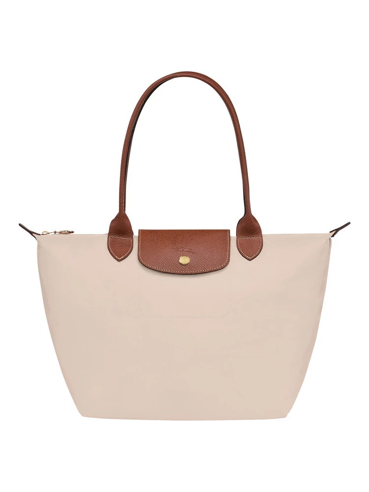 M Le Pliage Original White Shoulder Bag with Embossed Logo in Canvas Woman
