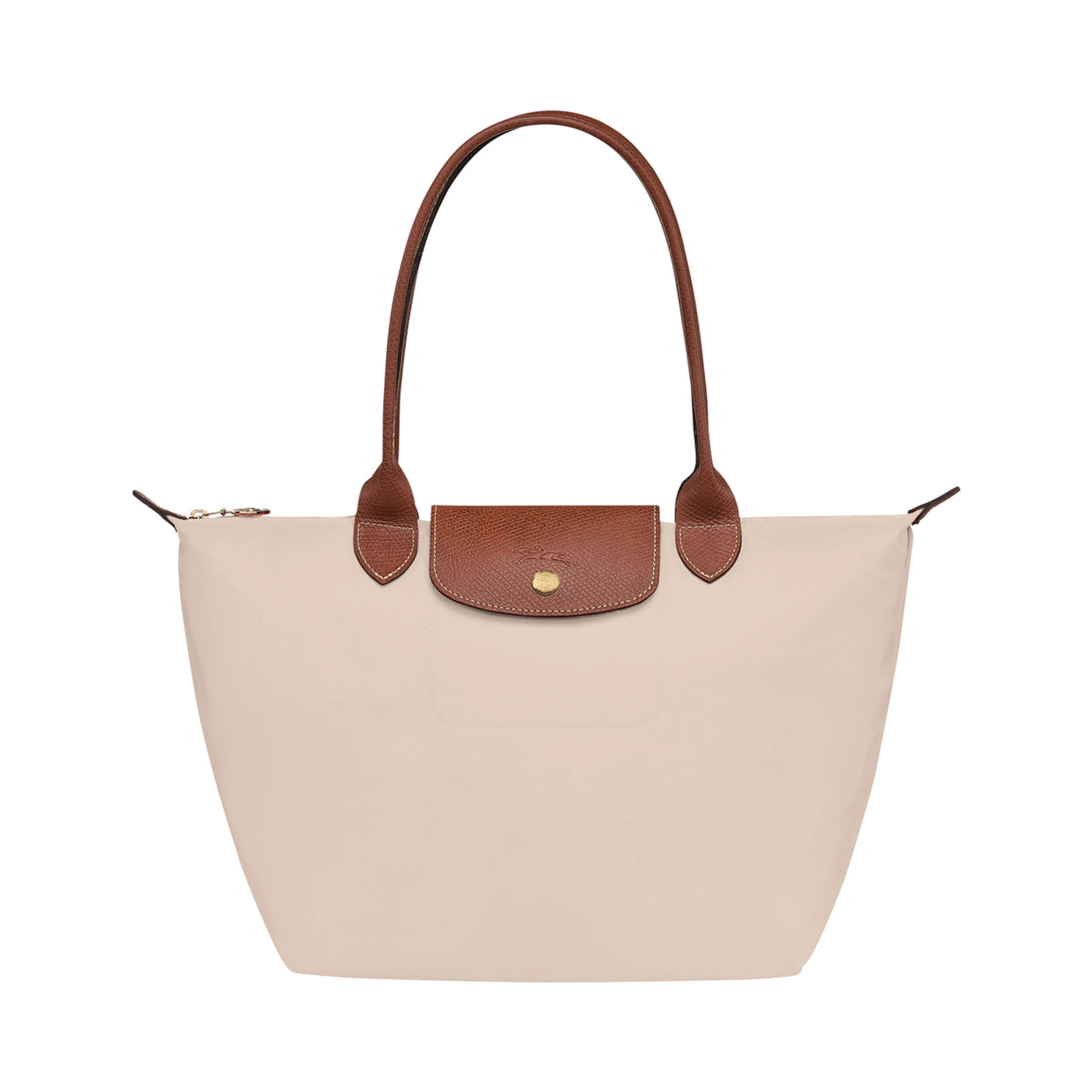 M Le Pliage Original White Shoulder Bag with Embossed Logo in Canvas Woman