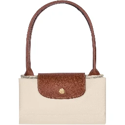 M Le Pliage Original White Shoulder Bag with Embossed Logo in Canvas Woman