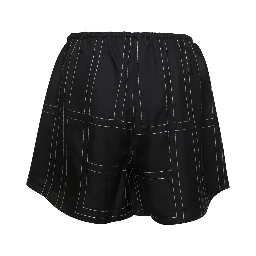 Black Shorts with Geometric Logo Print in Silk Woman