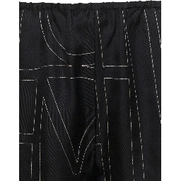 Black Shorts with Geometric Logo Print in Silk Woman