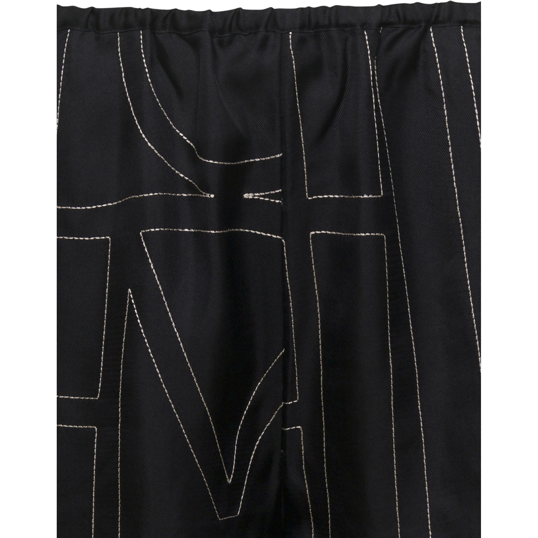Black Shorts with Geometric Logo Print in Silk Woman