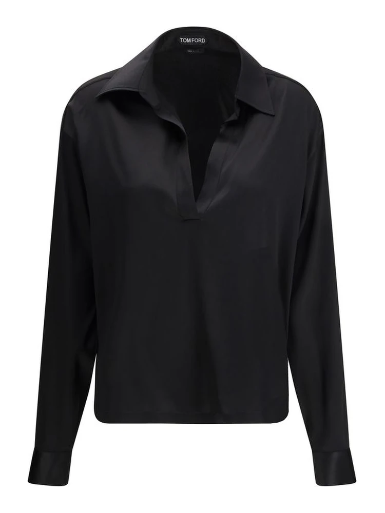 Black Silk Polo Shirt