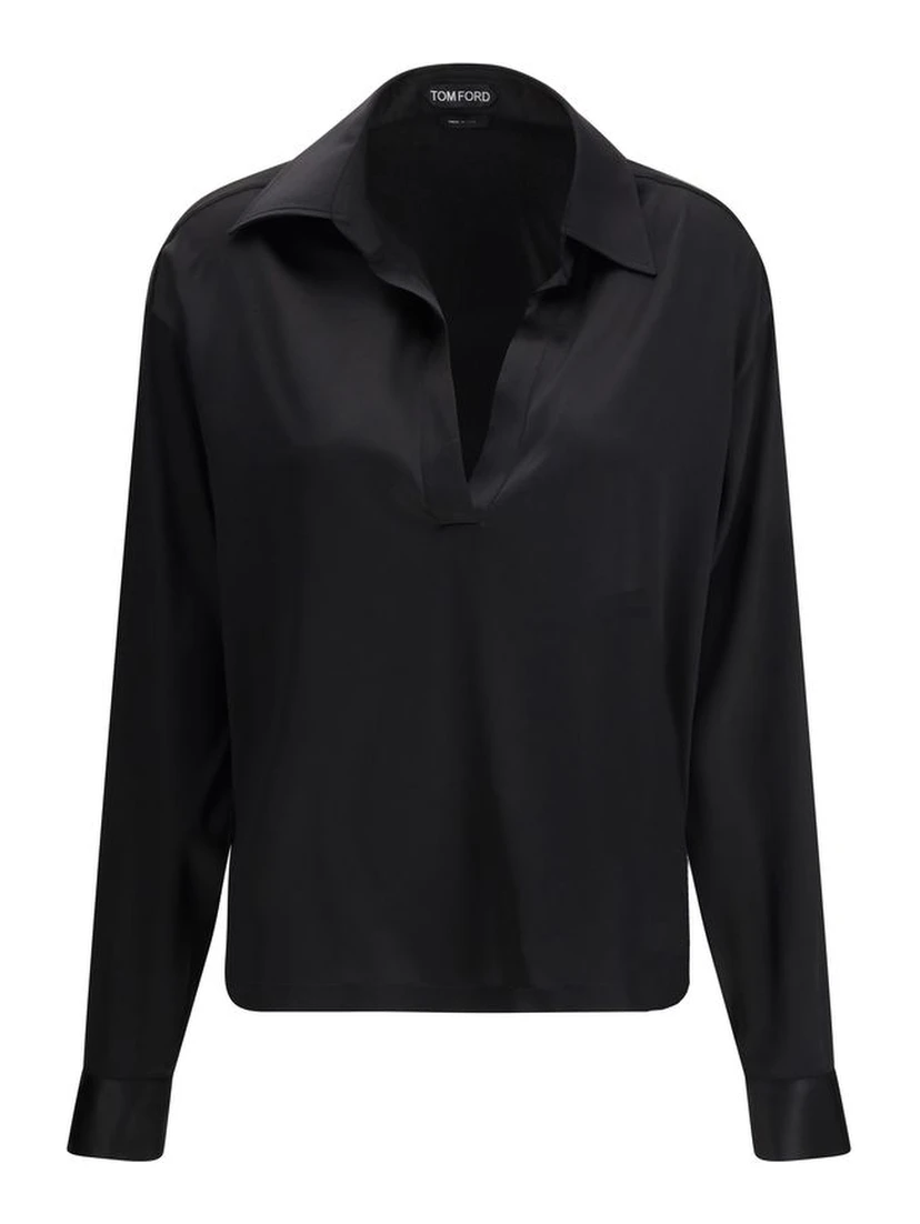 Black Silk Polo Shirt