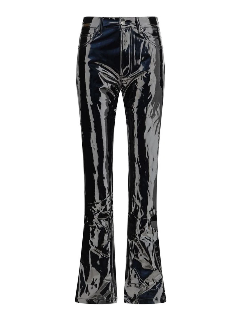 Black Polyethylene Casual Pants