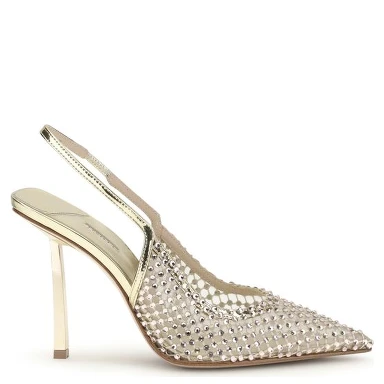 Silver Nylon Platform Pumps