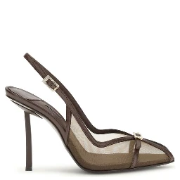 Brown Nylon Platform Pumps