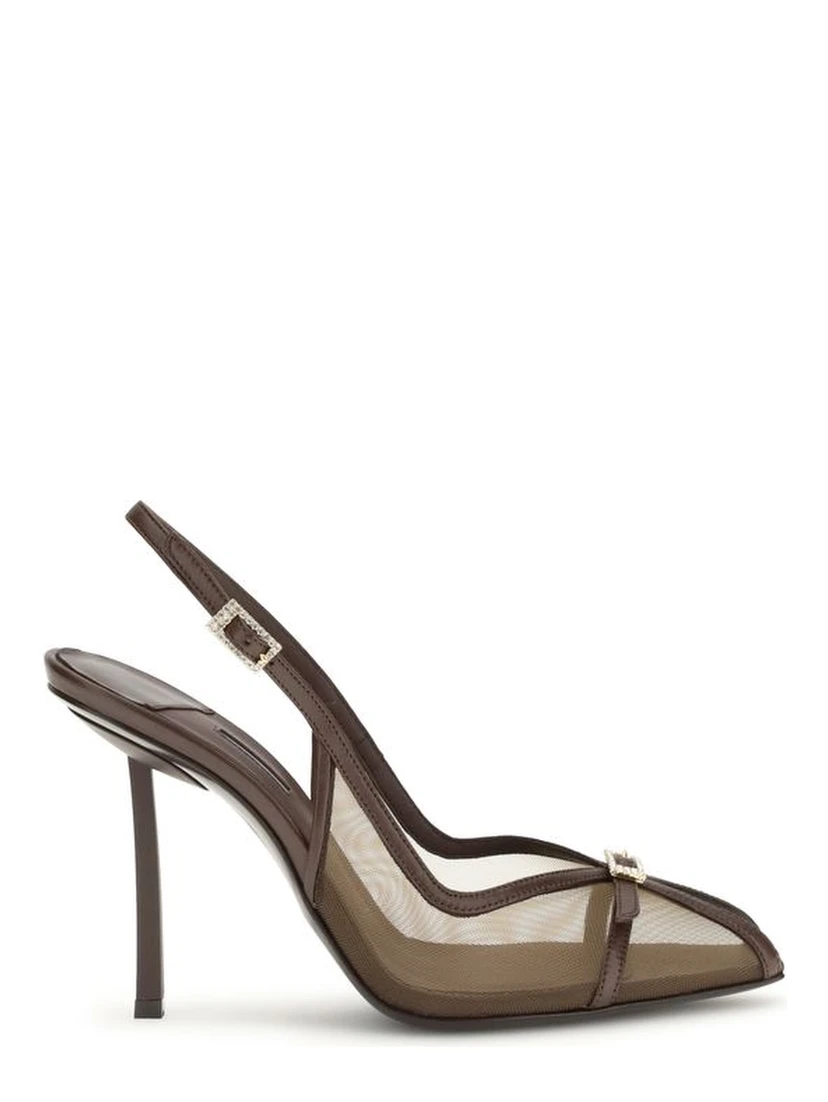 Brown Nylon Platform Pumps