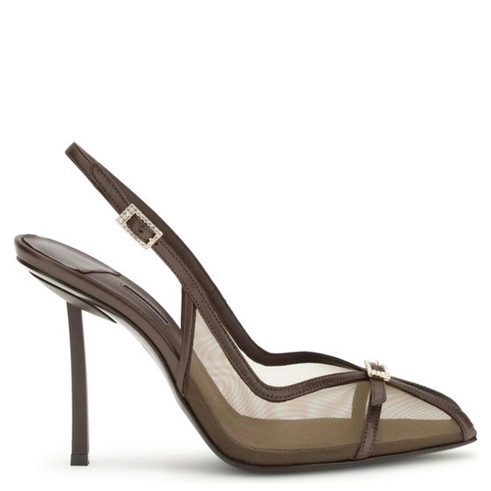 Brown Nylon Platform Pumps