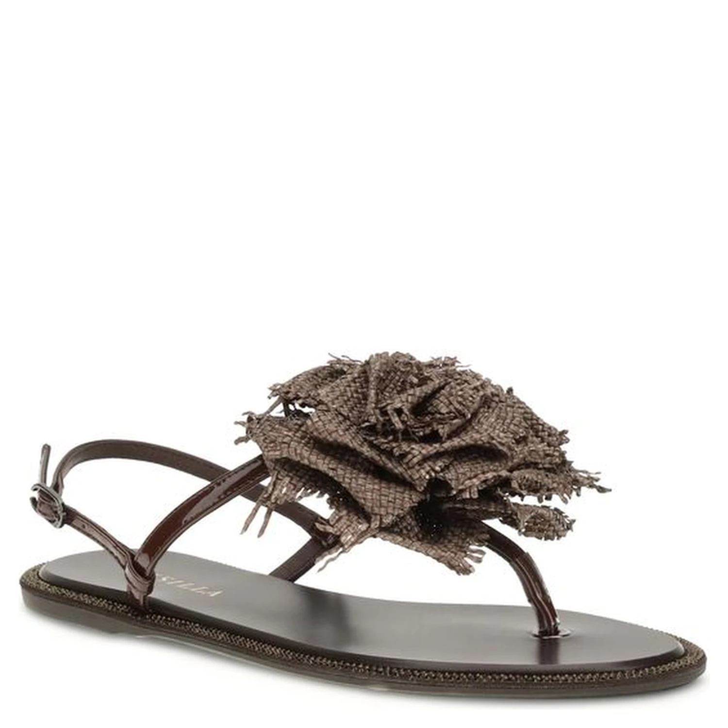 Brown Calf Leather Bos Taurus Flat Sandals